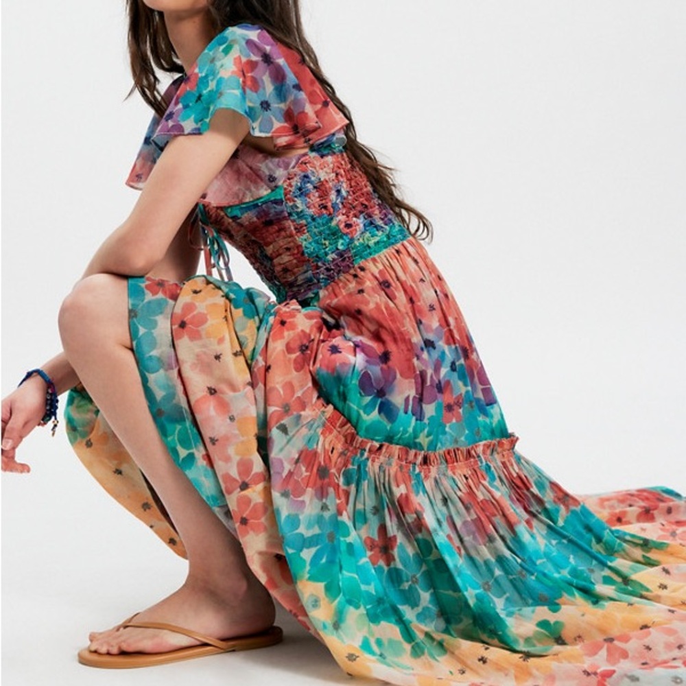 Free People Sunshine Floral Print Maxi Dress NWT